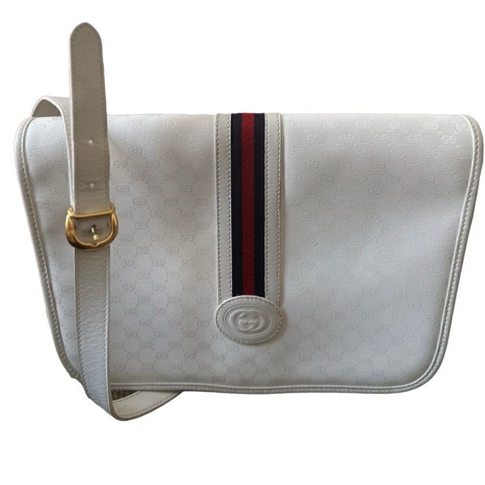 Gucci white Gg coated canvas crossbody shoulder bag - Picture 3 of 16